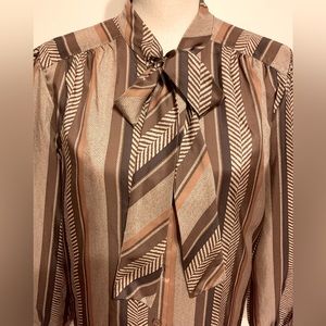 Vintage Fire Islander Long Sleeve Blouse With Bow.